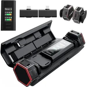 G4  Lavalier Microphone System 2.4G with 200M Range 2.0 Noise Cancellation, Clip Design,Portable  Case 8H Mini Mic for Broadcasting Vlog Stream YouTube DSLR Smartphone