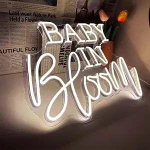 Baby In Bloom Neon Sign for Wall Decor Baby Neon Light Warm White LED Neon Light Letter Led Neon Sign for Shower Backdropoh Bedroom Decoration,Baby In Bloom Baby Shower