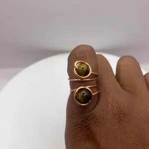 Tiger Eye Adjustable Ring - Copper Design with Eye-Catching Gemstone