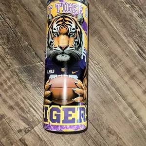 Custom LSU Tumbler with Tiger Design and Football Graphic - Personalized Drinkware