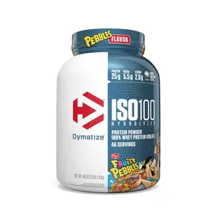 Dymatize ISO 100 Whey Protein Powder with 25g of Hydrolyzed 100% Whey Isolate 3lb Fruity Pebbles