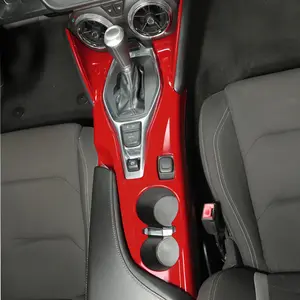Carbon Fiber Red Auto Accessories Interior Console Trim Kit for Chevrolet Camaro 2016+, Includes Center Console Protector, Gear Panel, Gear Shift Knob Cover, and Trims with Carbon Fiber Finish