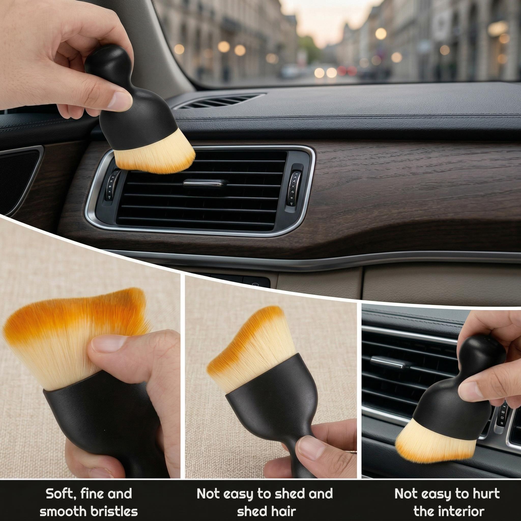 4Pcs Car Detailing Brush Set, Soft Brushes for Auto Interior Dust Cleaning, Portable Car Detailing Kit
