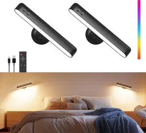 Wall Sconces Rechargeable 7500mAh Battery Operated Wall Lights Cordless LED Wall Lamp, Touch and Remote Control, 3 Colors Wall Lamps 360° Rotate Dimmable Brightness with 15 RGB Colors
