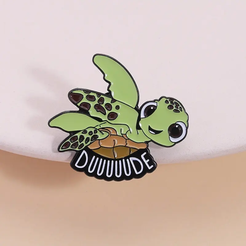 Turtle Brooch Duuuuude Quote Pin, Cute Animal Cartoon Badge, Funny Surf Style Enamel Pin for Teens Boys Girls, Backpack Hat Decoration Accessories, Brooch Pins, Fashion Accessory