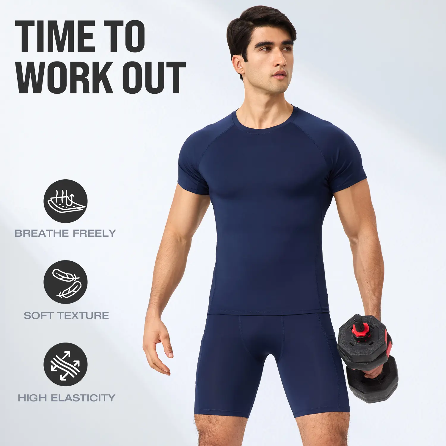 CiCi Five men's short sleeved sportswear set - highly elastic skin-friendly breathable tracksuit,suitable for cycling,running,fitness.