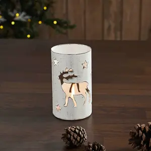 Votive Candle Holder Reindeer White