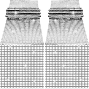 2 Pack Disco Party Table Runner 11 x 108 Inch Mirror  Glitter Foil with Sparkle Sequin Table Runner for 70s Bachelorette Parties Disco Cowgirl Party Decorations