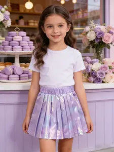 Girls' Summer Colorful Pleated Skirt, Sweet Short Rainbow A-Line Skirt, Casual Fashion for Ages 1-8, Perfect for Daily Wear