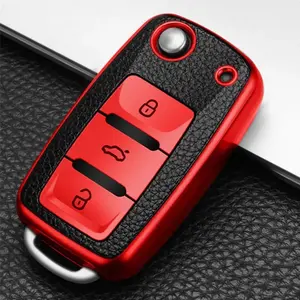 Car Key Case, Car Key Fob Cover, 1 Count Key Case Full Protective for Volkswagen Car Key LAVIDA BORA TIGUAN TAYRON T-ROC Santana Sagitar