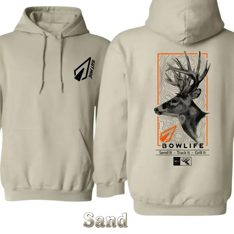 Bow Life Hunting Hoodie – Outdoor Design Featuring Deer Head Graphic And Archery Theme, Bold Adventure Style For Hunters And Nature Lovers, Perfect Fall And Winter Outfit Casual Classic Tops - KitchenEra