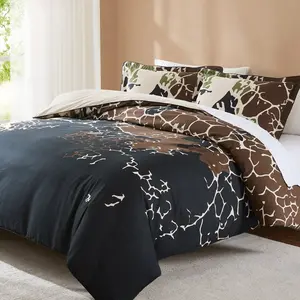 Lush Decor x Chuks Collins Threaded Roots Duvet Cover Set - 3-Piece Linen Blend Bedding with Earthy Patterns & OEKOTEX Certified for Modern Luxury