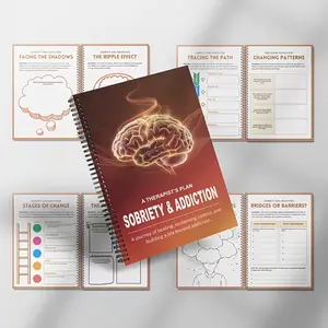 Addiction Recovery Workbook Set, Cognitive Behavioral Therapy Plan, Treatment Homework Book, Relapse Prevention, Change Stages