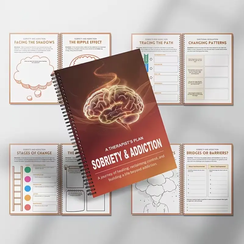 Addiction Recovery Workbook Set, Cognitive Behavioral Therapy Plan ...