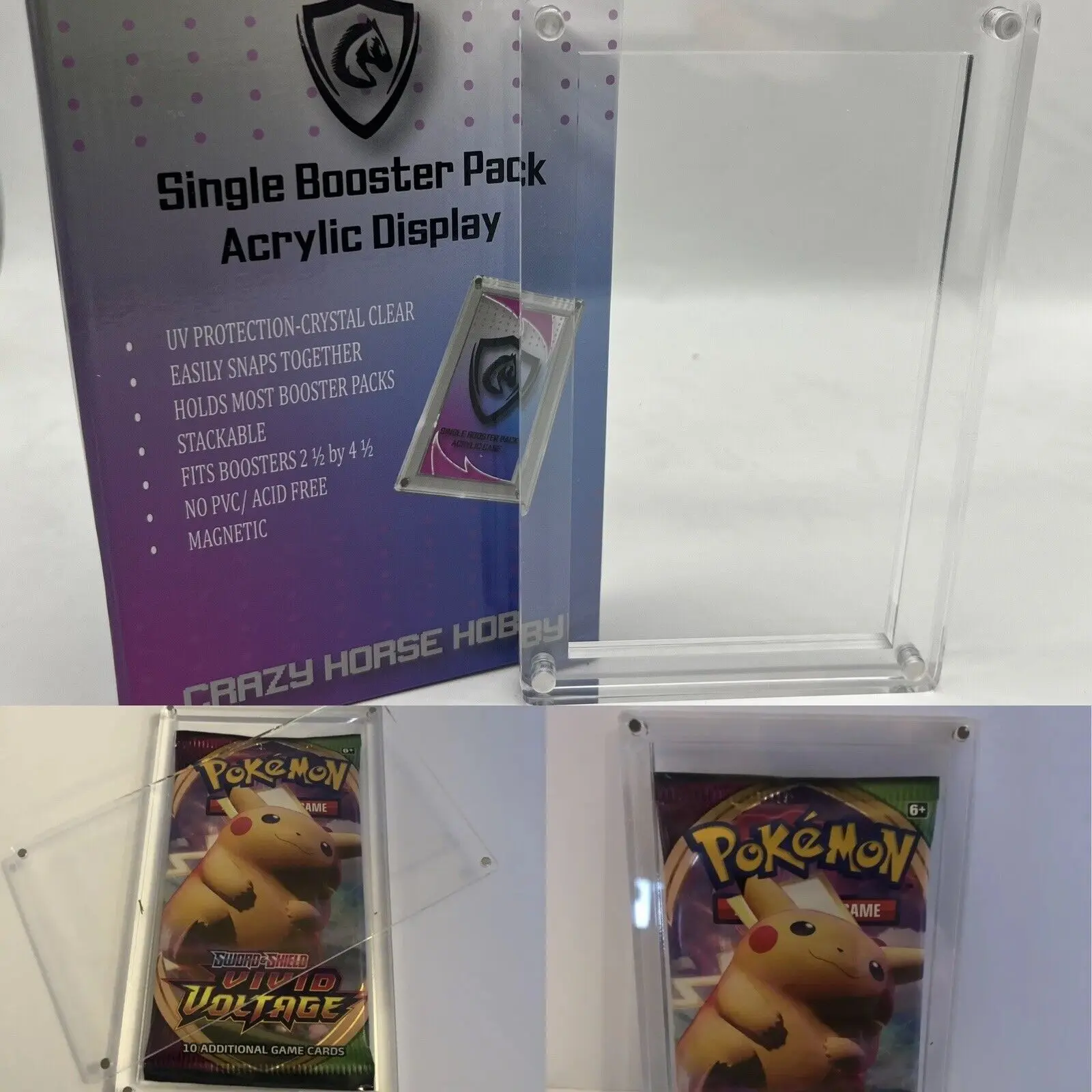 Acrylic Booster Pack Display Case Protector with Magnetic Locks