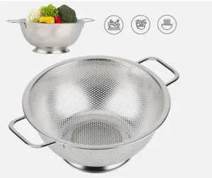 PriorityChef Colander, Stainless Steel Kitchen Strainer For Washing Rice Silver
