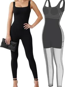 Popilush Shapewear Seamless Square Neck Tank Workout Jumpsuit-Live Activewear Fitness Athletic Style Activewear
