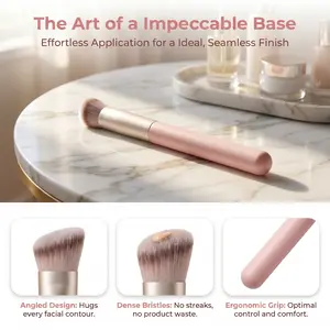 1pc Pink Foundation Makeup Brushes Set - Soft Bristle Face Blending Bridesmaid & Party Favor Gift for Girls