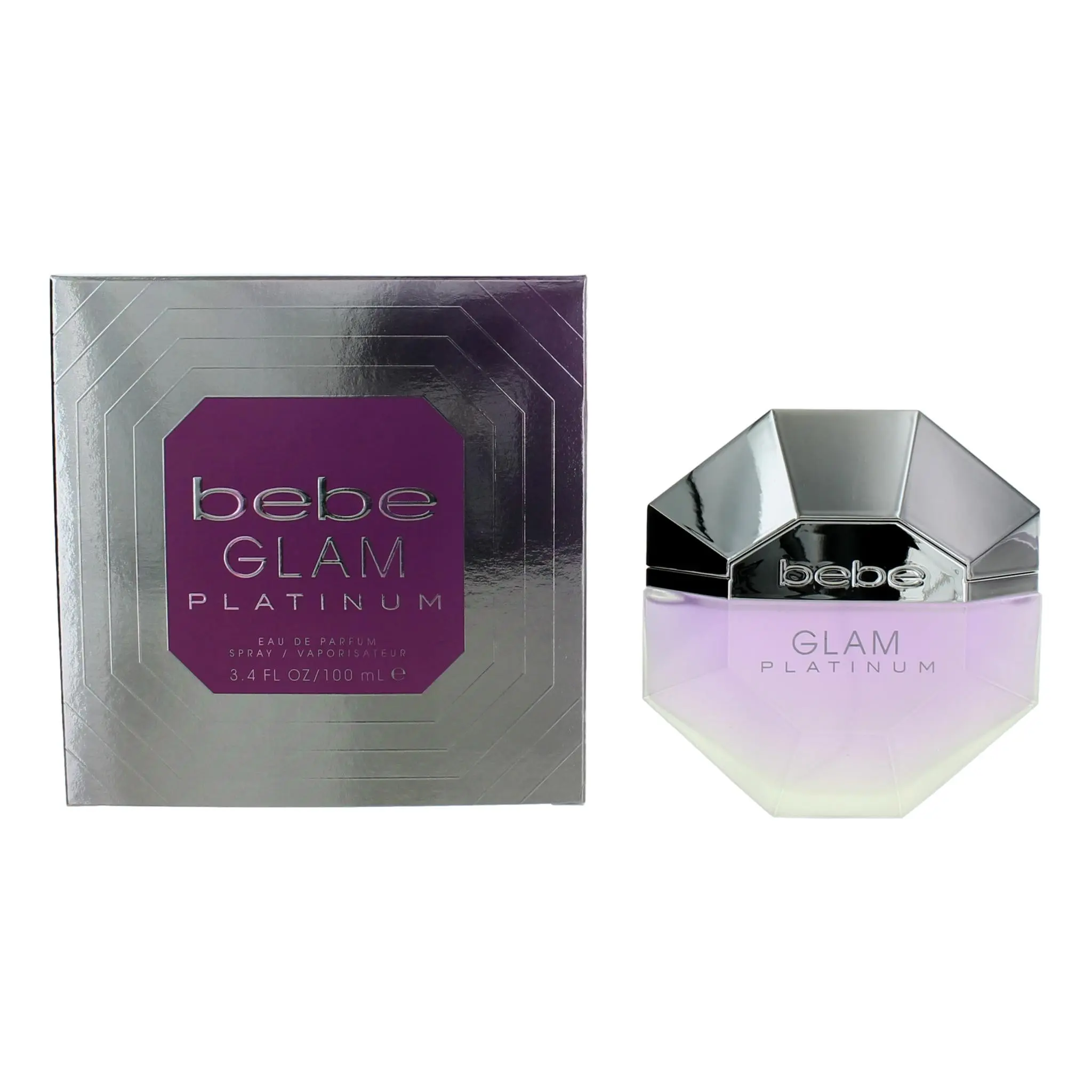 bebe Glam Platinum by bebe, 3.4 oz EDP Spray for Women, Boysenberry, Floral