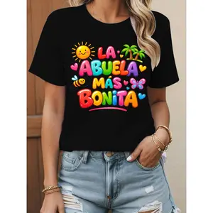Spanish Grandma Graphic Tee for Women – La Abuela Más Bonita Colorful Family Celebration Shirt