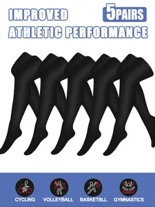 5 Pairs Knee Thigh High Compression Stockings, over the Knee Long Socks, 15-20 Mmhg Circulation, Blood Flow Issues, Running, Pregnancy, Sport, Gym, Sports Stockings