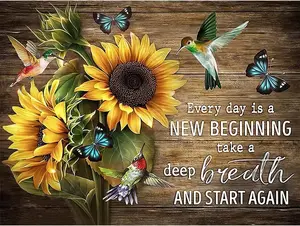 Stamped Cross Stitch Kits for Adults - Sunflower Inspirational Embroidery Kits for Beginners Adults,11 CT Patterns Dimensions Counted Cross Stitch Kits Arts Craft 12x16 inch