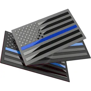 3 Pack Aluminium  Flag Emblem Deca for  & , 5 x 3 inch   Flag Decal Sticker,Support   and Law Enforcement Officers