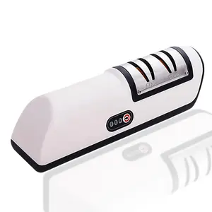 Rechargeable Mini Electric Knife Sharpener Fast and Convenient Knife Sharpening Tool for Household Use Kitchen Gadget with Sharpening Stone (Black)