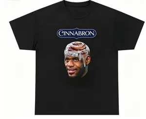 Cinnabron LeBron James Cinnamon Roll Meme Graphic Tee Summer Cool 100% Cotton Funny Basketball Viral Internet Casual Top Unisex