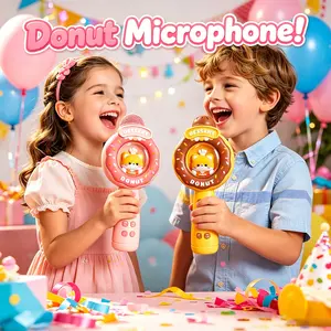 Doughnut-Shaped Multifunctional Karaoke Microphone with Voice Changing, Recording, Music Playback Functions – Fun Party Toy, Ideal Gift Choice