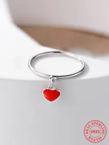 S925 Sterling Silver Heart Design Ring, Fashion Jewelry for Party, Daily Clothing Decor, Trendy All-match & Exquisite Jewelry for Birthday Gift, Valentine's Day, Gift, Fashion Heart Rings, Elegant Ring