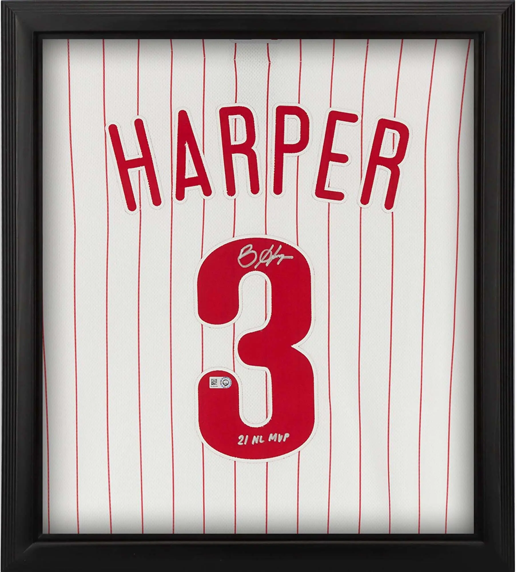 Bryce Harper Philadelphia Phillies Framed Autographed White Nike Authentic Jersey Shadowbox with "21 NL MVP" Inscription - Fanatics Authentic Certified