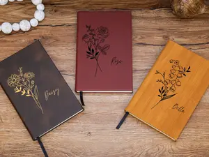 Birth Flower Journal Notebook, Birth Month Flower Gift, Personalized Journal Notebook, Custom Journal Notebook, Gift For Her, Mom, Daughter PU Leather PU Leather PU Leather