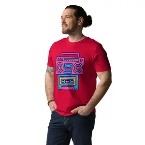 Organic Cotton Retro Boombox & Cassette Tee