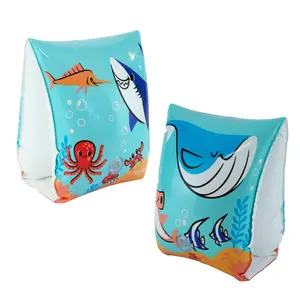 Maccabi Art Sea Friends Inflatable Armbands, Beginner Swim Floaties with Sea Creature Design, PVC Water Wings with Easy Grip Valve and AirFlate Tool, Multicolor