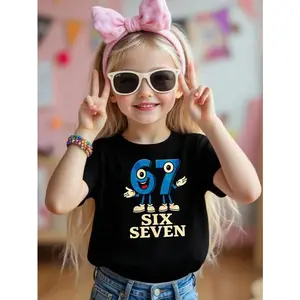 Dripping 67 Graphic Kid T-Shirt, Round Neck Short Sleeve T-Shirt, Casual Crew Neck Tee For Christmas Robot, digital character, mecha, blue lightning, fun 100% cotton graphic T-shirt. Anime style, soft crew neck, comfortable everyday wear, suitable for tod