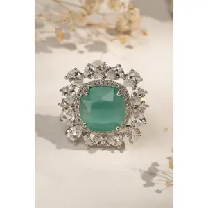Emerald Grandeur Dual Halo Ring