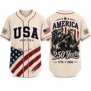 Vintage America 250 Years Baseball Jersey, Patriotic USA Flag Button Up Shirt, Retro Freedom Celebration Jersey For Men Women Open For Sale!