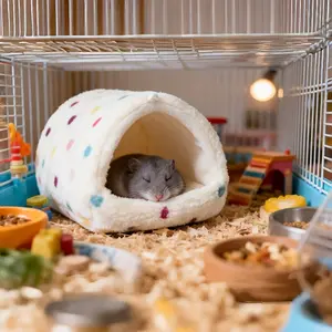 Comfortable Hamster House Bed, Large Hideout for Dwarf Rabbits, Hedgehogs, Bearded Dragons, Winter Nest, Hamster Cage Accessory