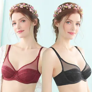 Enchante Floral Lace Plus Size Underwire Unlined Unpadded Minimizer Full Coverage Bra Women's Wear Comfortable Breathable Mesh Cup TikTokShopBlackFriday