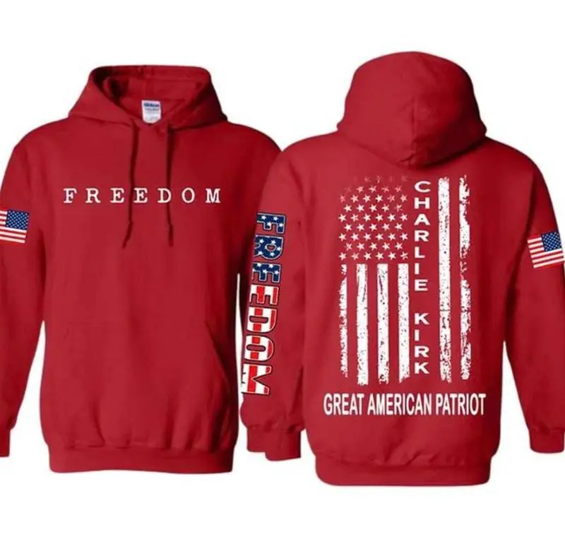 Wear Red on October 14th as National Day of Remembrance for C.K. Hoodie, Great American Patriot with US Flag Graphic Hoodie, Menswear Womenswear