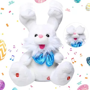 Easter Talking Bunny Repeats What You Say Peek-A-Boo Toy , Stuffed Animals with Volume Adjustable, Singing Features & Interactive Buttons Rabbit Doll