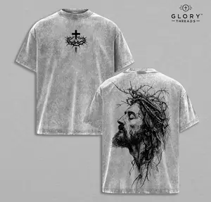 Jesus Christ Crown of Thorns T-Shirt Vintage Washed, Christian Faith Graphic Tee, Religious Oversized Shirt, Jesus Apparel, Christian Bible Verse, Easter Christmas Outfit, Church Outfit