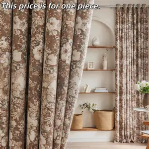 1PC Cream Sketch American Country Cross-Border Curtain, High Privacy Fabric, Living Room Bedroom Bay Window, Elegant Material