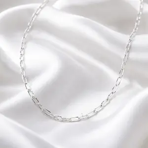 925 Silver Paper Clip Necklace 16 inches