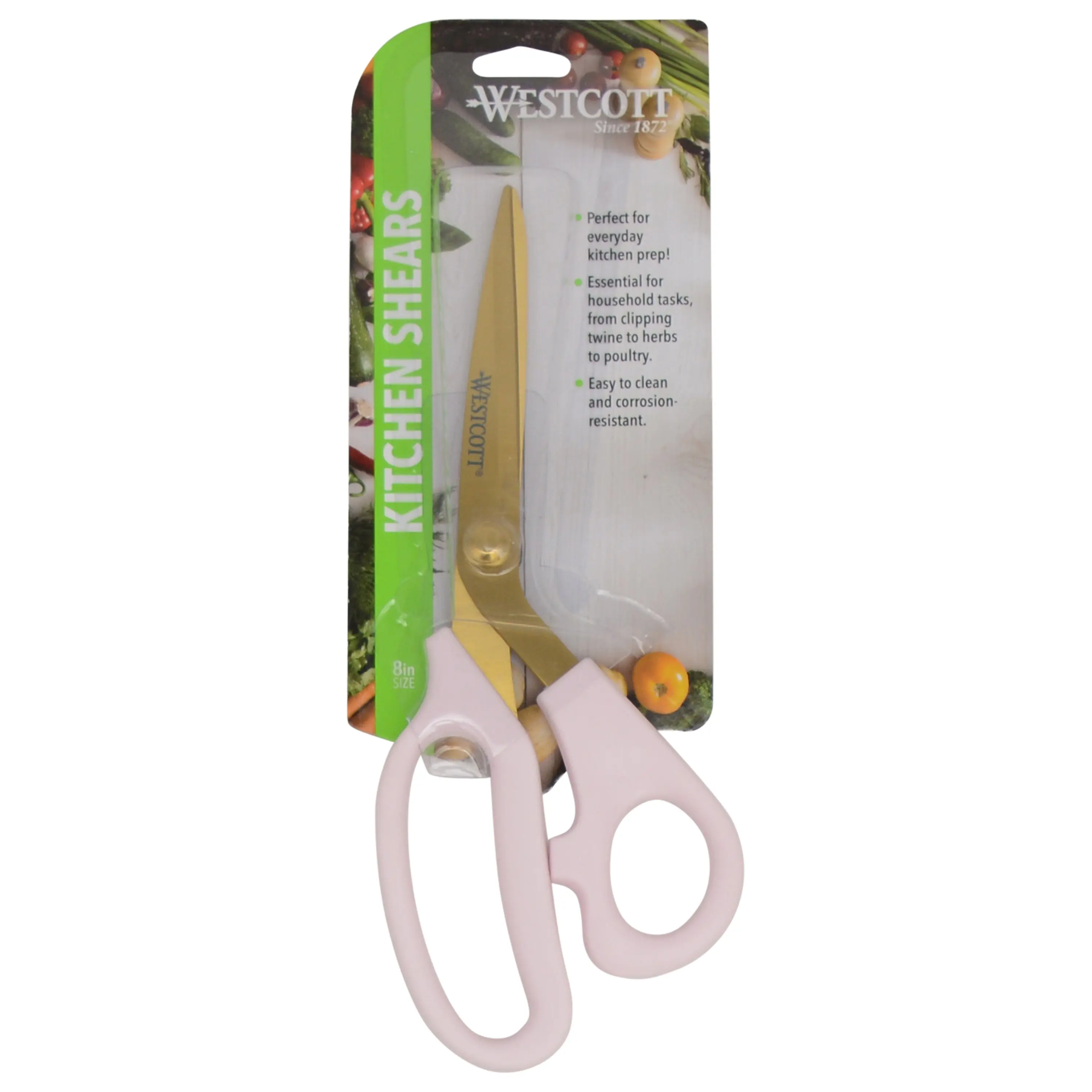 Westcott  8in All Purpose Kitchen Shears, Pink with Gold Blades (00821)