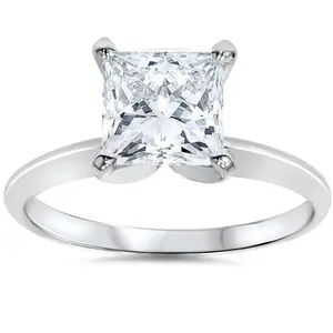 Certified 1.50 Ct Princess Cut Lab Diamond Solitaire Engagement Ring White Gold