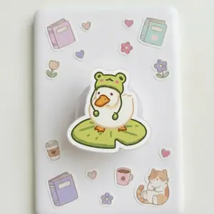 Aesthetic Cute Duck Green Magsafe Phone Grip Holder, Coquette Y2K Acrylic Magnetic Phone Mount Pop Socket, Adjustable Durable Accessories