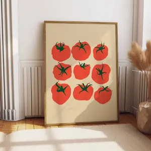 Tomato Pattern Unframed Painting, 1 Count Modern Canvas Wall Art, Wall Decor for Home Living Room Bedroom Study Room, Ornaments