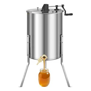 【Father's Day】VEVOR Honey Extractor, 4/8 Frame Manual Honey Spinner with Transparent Lid, Stainless Steel Honeycomb Drum Spinner with Height Adjustable Stand, Honeycomb Extraction Equipment for Beekeeping